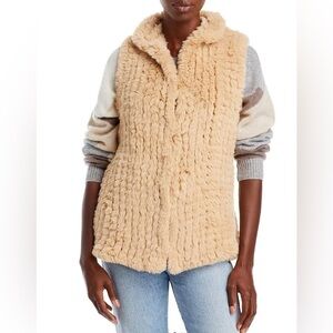 𝅺NEW Aqua Camel Textured Faux Fur Vest US XL